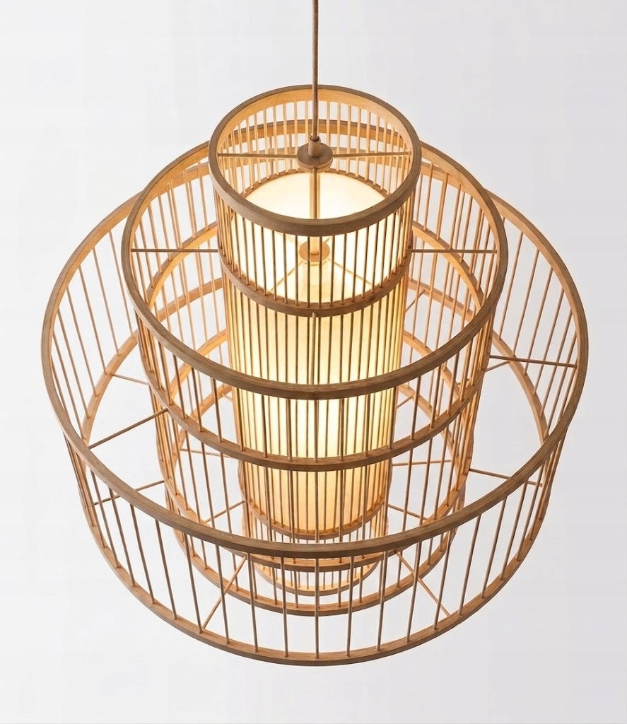Lampa bambusowa wisząca ręcznie robiona do jadalni i salonu Luxury E27