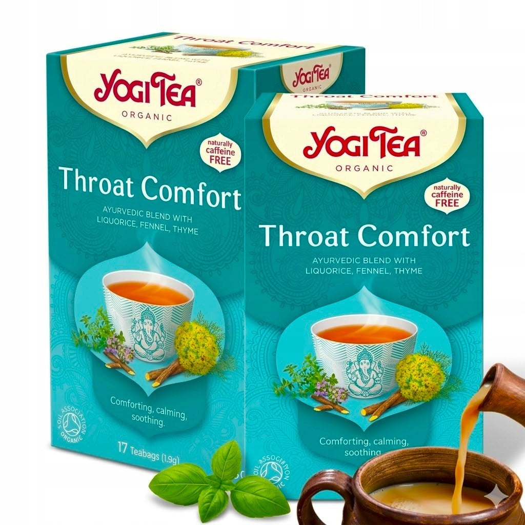 Herbata ajurwedyjska na gardło ziołowa kojąca ból gardła naturalna organic Yogi Tea Throat Comfort