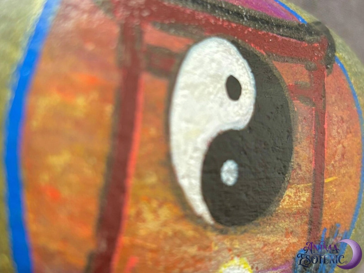 Kamień ręcznie malowany Yin Yang i brama Torii ozdoba w japońskim stylu Hand Made