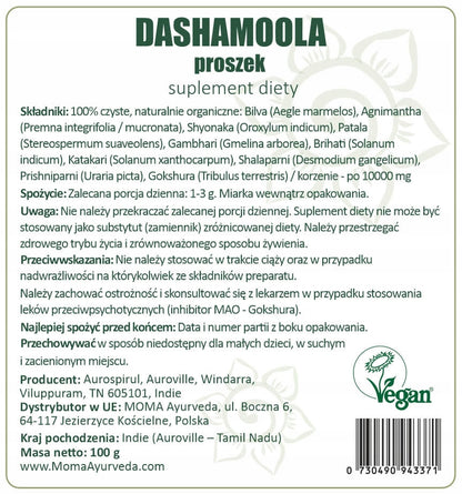 Dashamoola ajurwedyjska w proszku naturalna 10 korzeni na odporność 2x100g