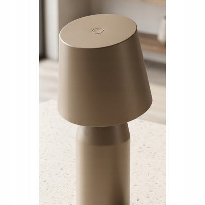 Lampa nocna stołowa taupe metalowa brązowa designerska ściemnialna 15W