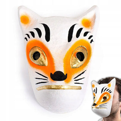 Japońska maska Kitsune papier-mâché ręcznie malowana w japonii rękodzieło