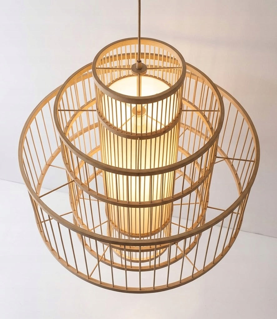 Lampa bambusowa wisząca ręcznie robiona do jadalni i salonu Luxury E27