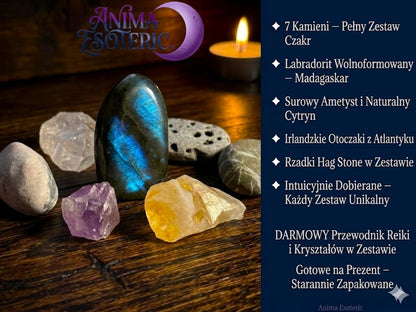 Chakra Stone Kit - Zestaw 7 rzadkich kamieni do medytacji