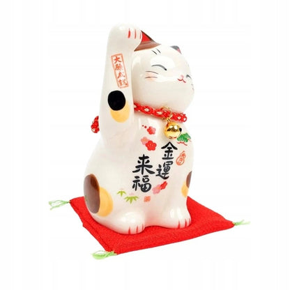 Figurka japońska Maneki Neko ceramiczny kot szczęścia z uniesioną łapką