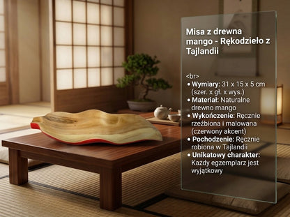 Patera miska naturalna z drzewa mango ręcznie robiona w tajlandii dekoracja