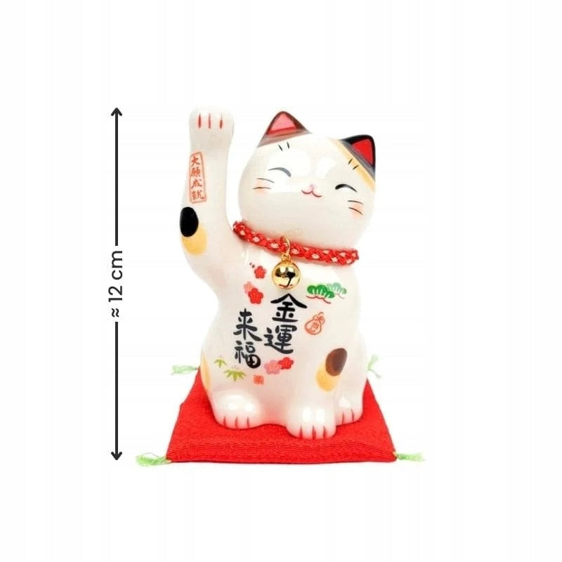 Figurka japońska Maneki Neko ceramiczny kot szczęścia z uniesioną łapką
