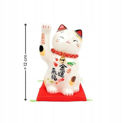 Figurka japońska Maneki Neko ceramiczny kot szczęścia z uniesioną łapką