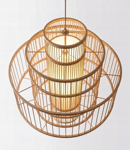 Lampa bambusowa wisząca ręcznie robiona do jadalni i salonu Luxury E27