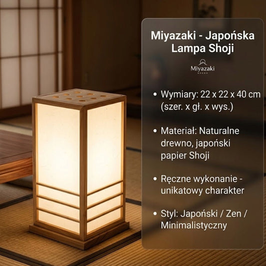 Lampa japońska stojąca ręcznie wykonana dekoracyjna japoński papier shoji