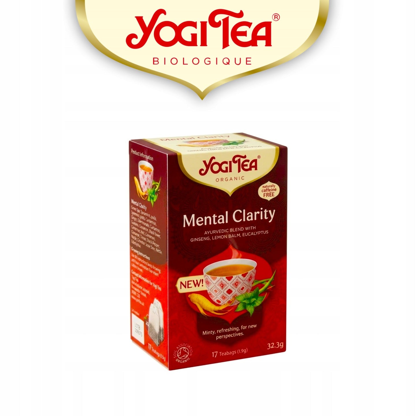 Herbata ziołowa żeń szeń Yogi Tea Mental Clarity 17 saszetek mięta EKO