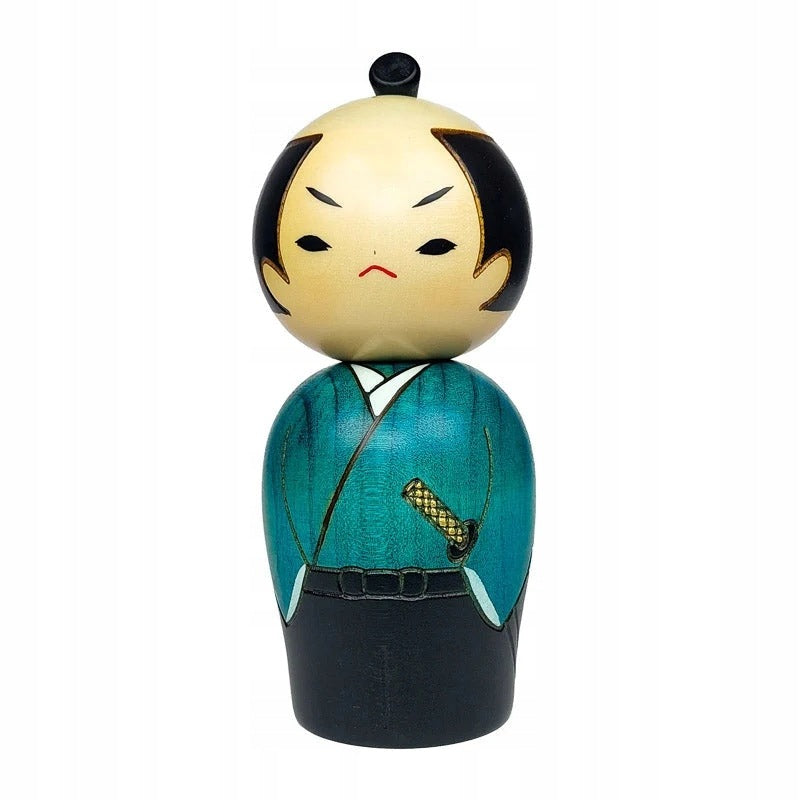 Lalka kokeshi samuraj wojownik drewniana naturalna wykonana w japonii