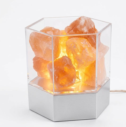 Lampa solna himalajska relaksacyjna sześciokątna D2 LED USB