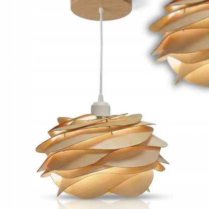 Żyrandol drewniany LED w kształcie płatka nowoczesny minimalistyczny design