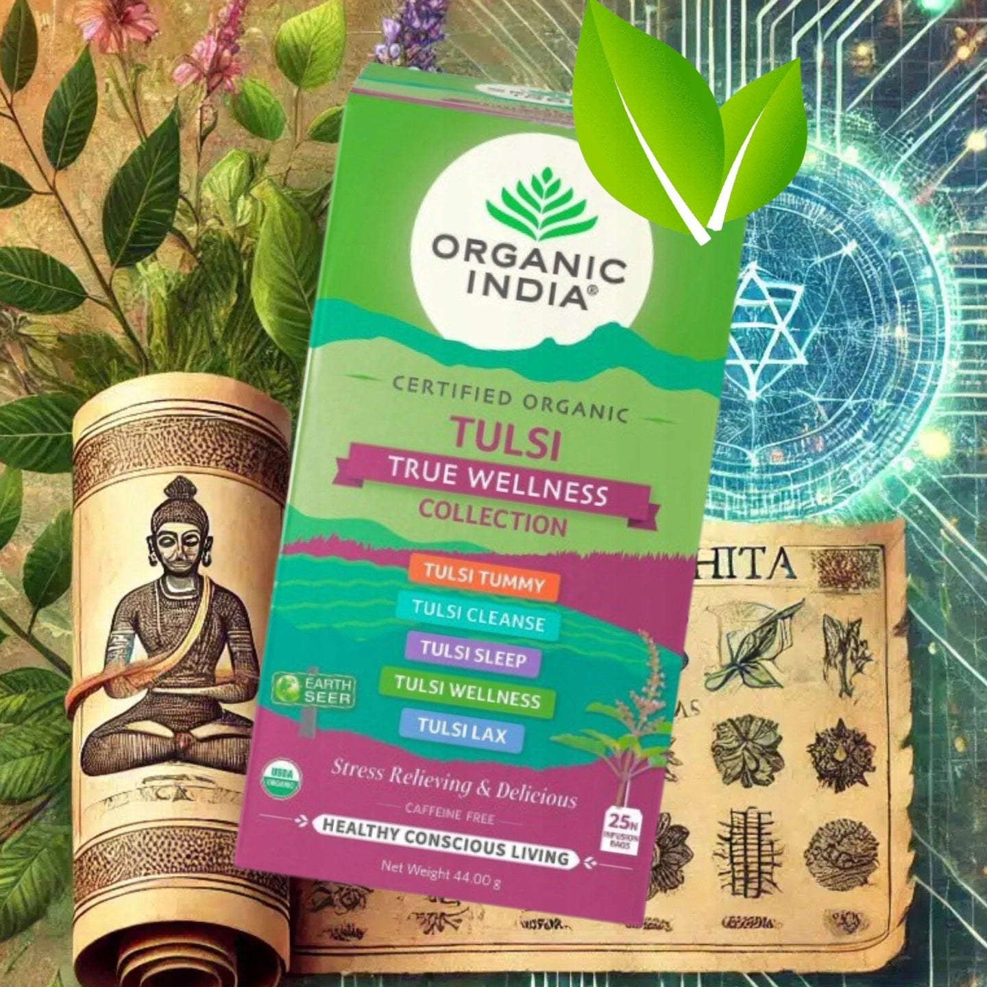 Herbata ziołowa tulsi true wellness collection 50 torebek indie ayurveda