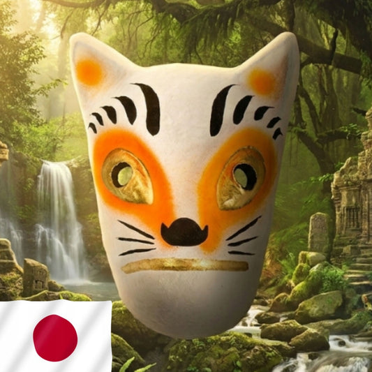 Japońska maska Kitsune papier-mâché ręcznie malowana w japonii rękodzieło