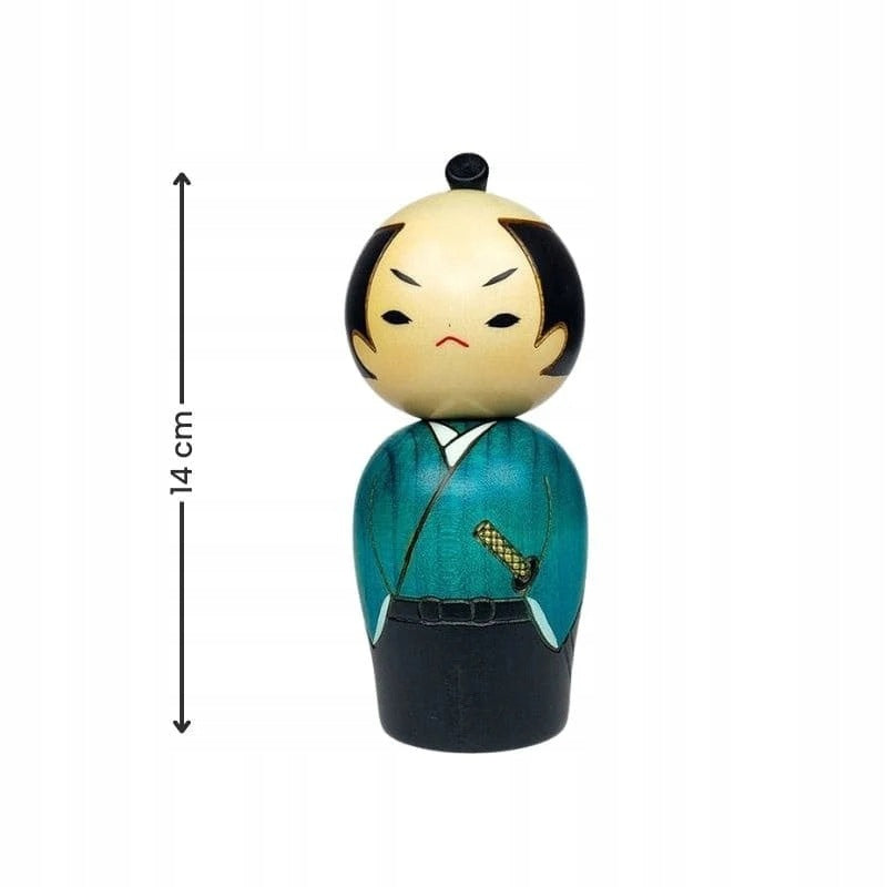 Lalka kokeshi samuraj wojownik drewniana naturalna wykonana w japonii