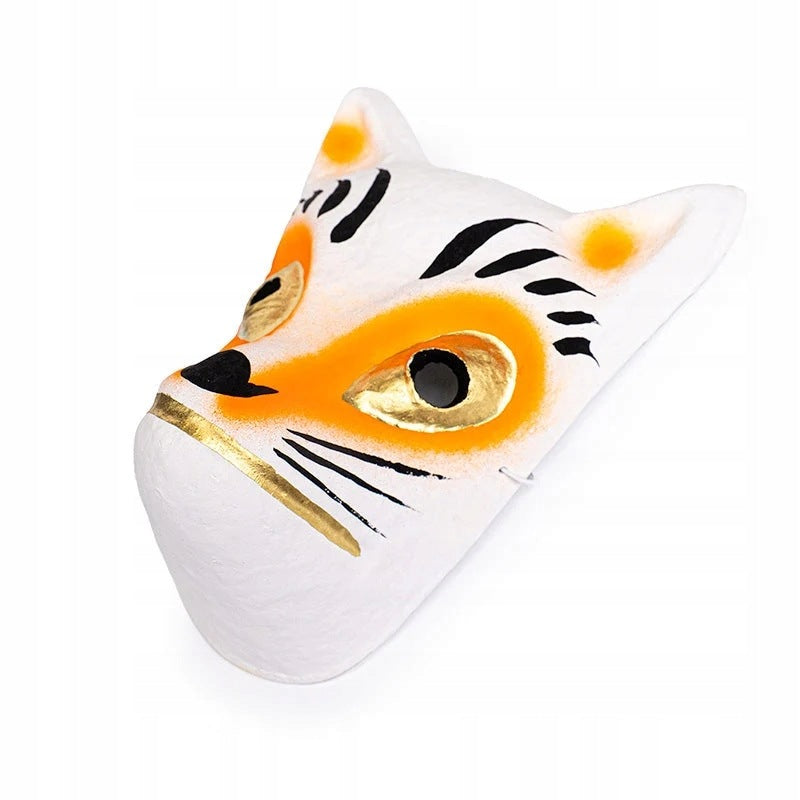 Japońska maska Kitsune papier-mâché ręcznie malowana w japonii rękodzieło