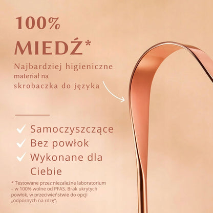 Skrobaczka do języka ajurwedyjska miedziana naturalna na nieświeży oddech