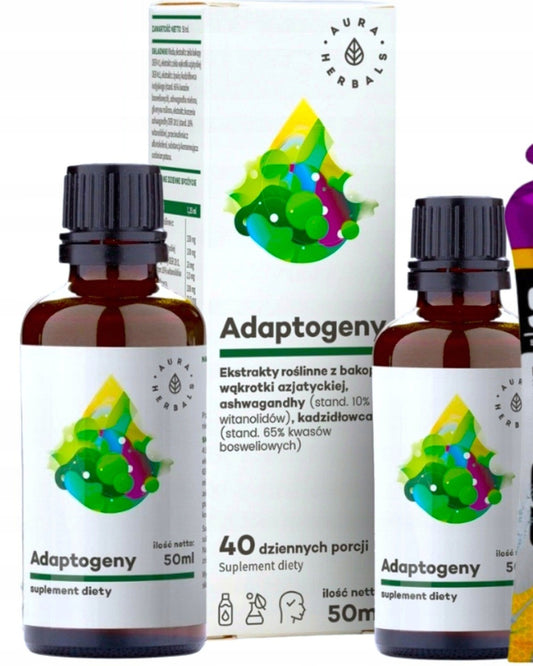 Adaptogeny Ashwagandha naturalne zioła w kroplach 2x50ml