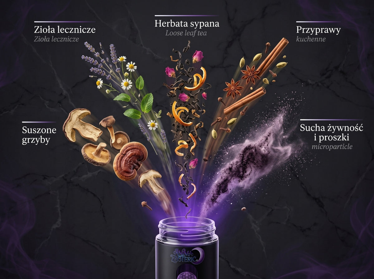 Szklany pojemnik na żywność przyprawy zioła z podglądem matowy zakręcany Anima Esoteric