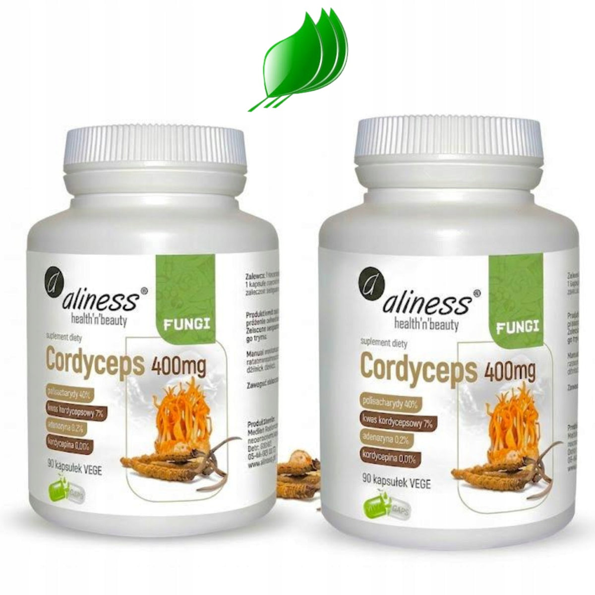 Cordyceps Fungi 2x 400 mg 90 kapsułek maczużnik chiński energia odporność