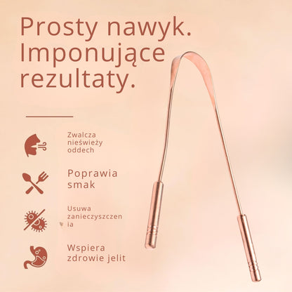 Skrobaczka do języka ajurwedyjska miedziana naturalna na nieświeży oddech