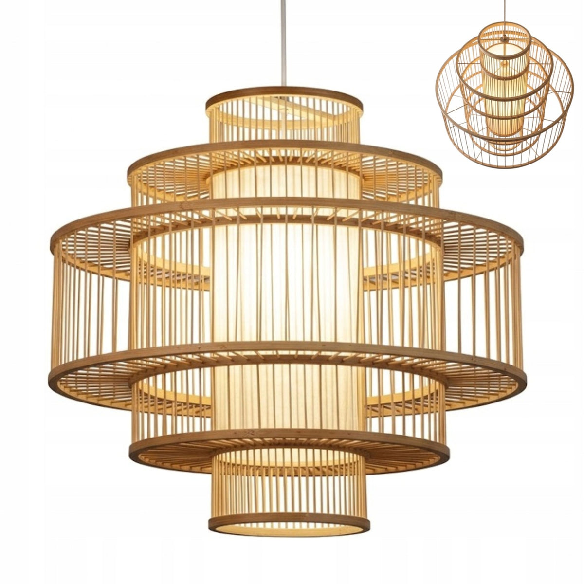 Lampa bambusowa wisząca ręcznie robiona do jadalni i salonu Luxury E27