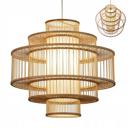 Lampa bambusowa wisząca ręcznie robiona do jadalni i salonu Luxury E27