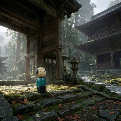 Lalka kokeshi samuraj wojownik drewniana naturalna wykonana w japonii