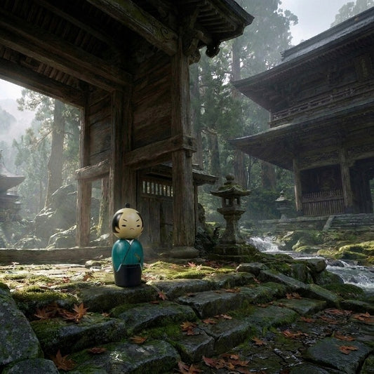 Lalka kokeshi samuraj wojownik drewniana naturalna wykonana w japonii