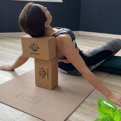 Kostka do jogi korkowa pilates zestaw 2x kostki amortyzujące do fitness