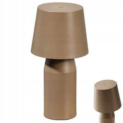 Lampa nocna stołowa taupe metalowa brązowa designerska ściemnialna 15W