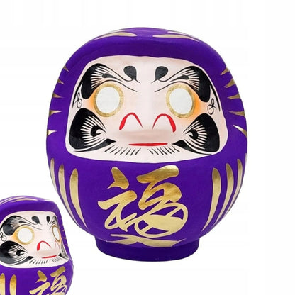 Daruma japońska ręcznie malowana papier-mâché fioletowa symbol szczęścia