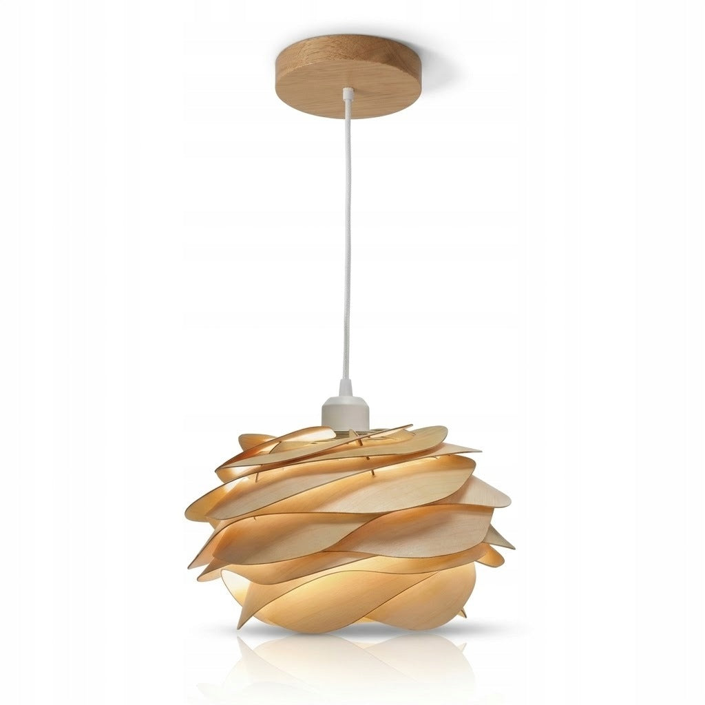 Żyrandol drewniany LED w kształcie płatka nowoczesny minimalistyczny design