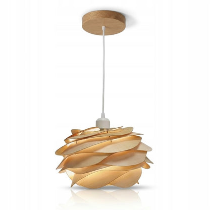 Żyrandol drewniany LED w kształcie płatka nowoczesny minimalistyczny design