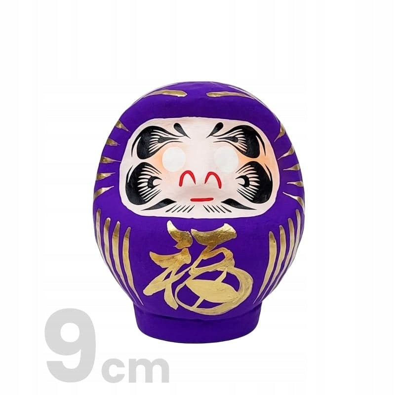 Daruma japońska ręcznie malowana papier-mâché fioletowa symbol szczęścia