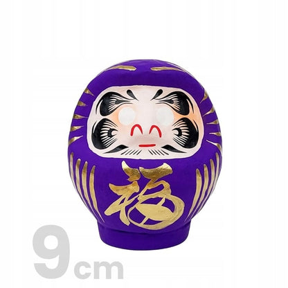 Daruma japońska ręcznie malowana papier-mâché fioletowa symbol szczęścia