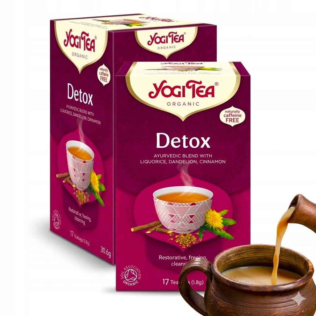Herbata ajurwedyjska ziołowa z lukrecją mniszkiem cynamonem oczyszczająca Yogi Tea Detox