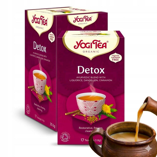 Herbata ajurwedyjska ziołowa z lukrecją mniszkiem cynamonem oczyszczająca Yogi Tea Detox