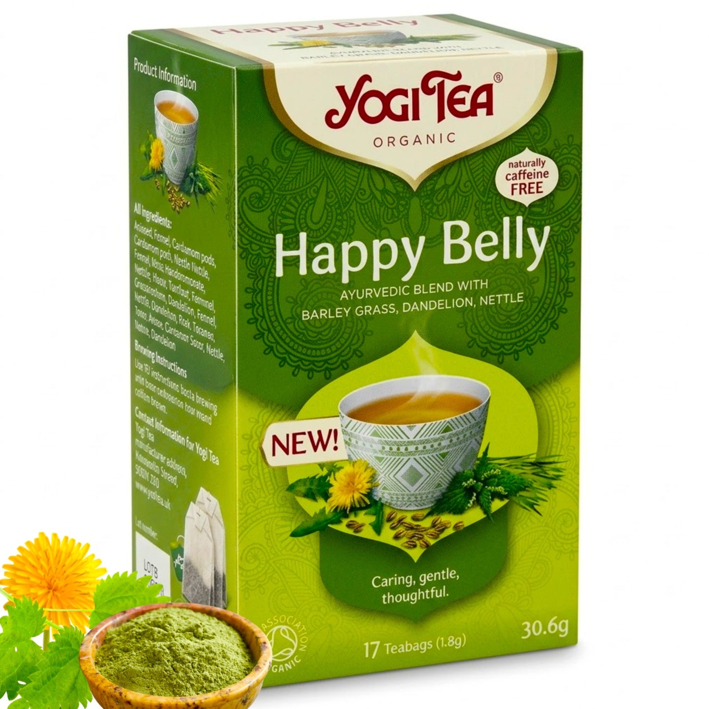 Herbata na brzuch Happy Belly z trawą jęczmienną mniszkiem ziołowa bio