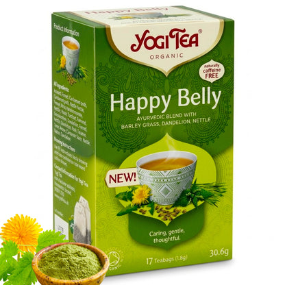 Herbata na brzuch Happy Belly z trawą jęczmienną mniszkiem ziołowa bio