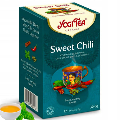 Herbata z lukrecji łuski kakaowej chilli mięty Yogi Tea słodka ajurwedyjska