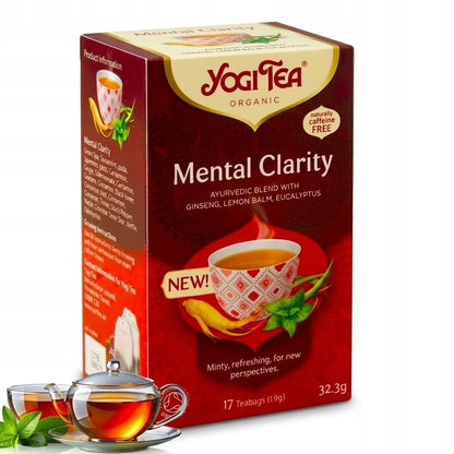 Herbata ziołowa żeń szeń Yogi Tea Mental Clarity 17 saszetek mięta EKO