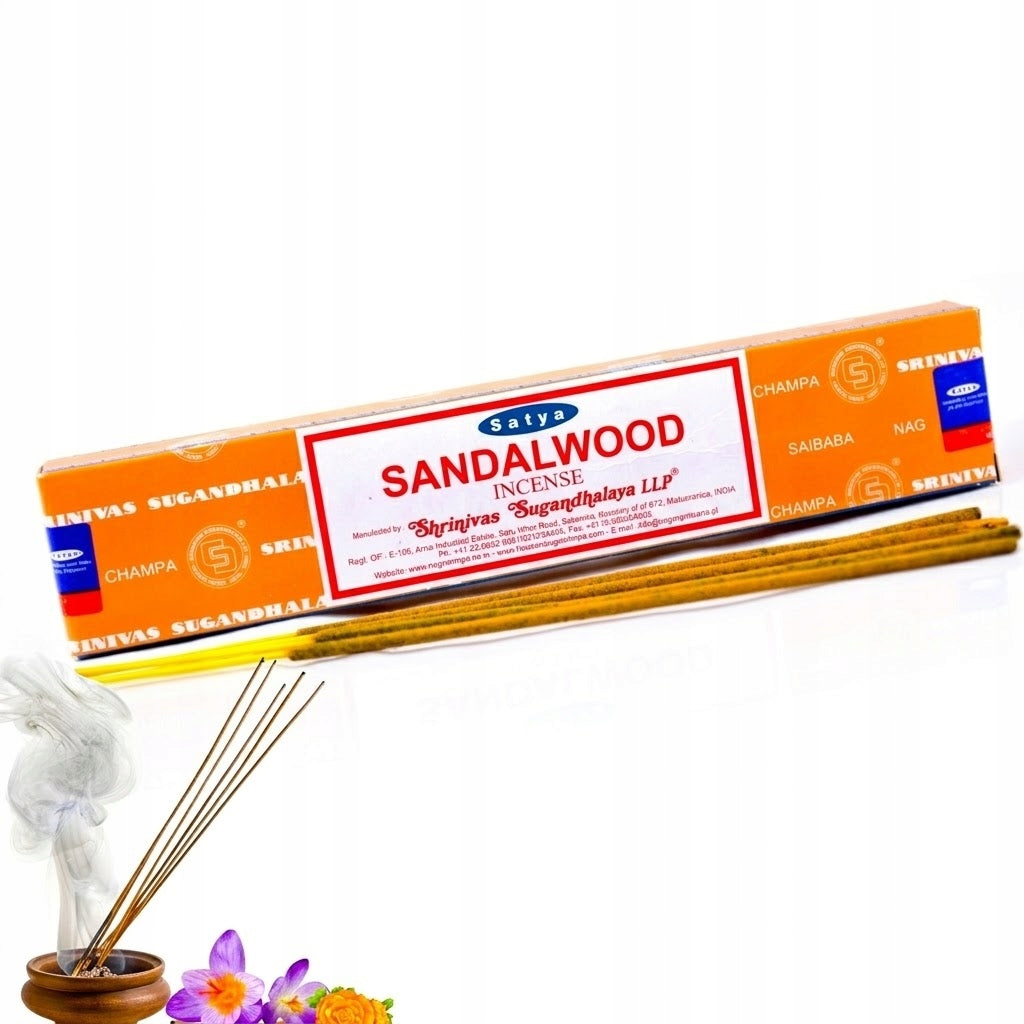 Kadzidła drzewo sandałowe naturalne organiczne Sandalwood Satya 14x