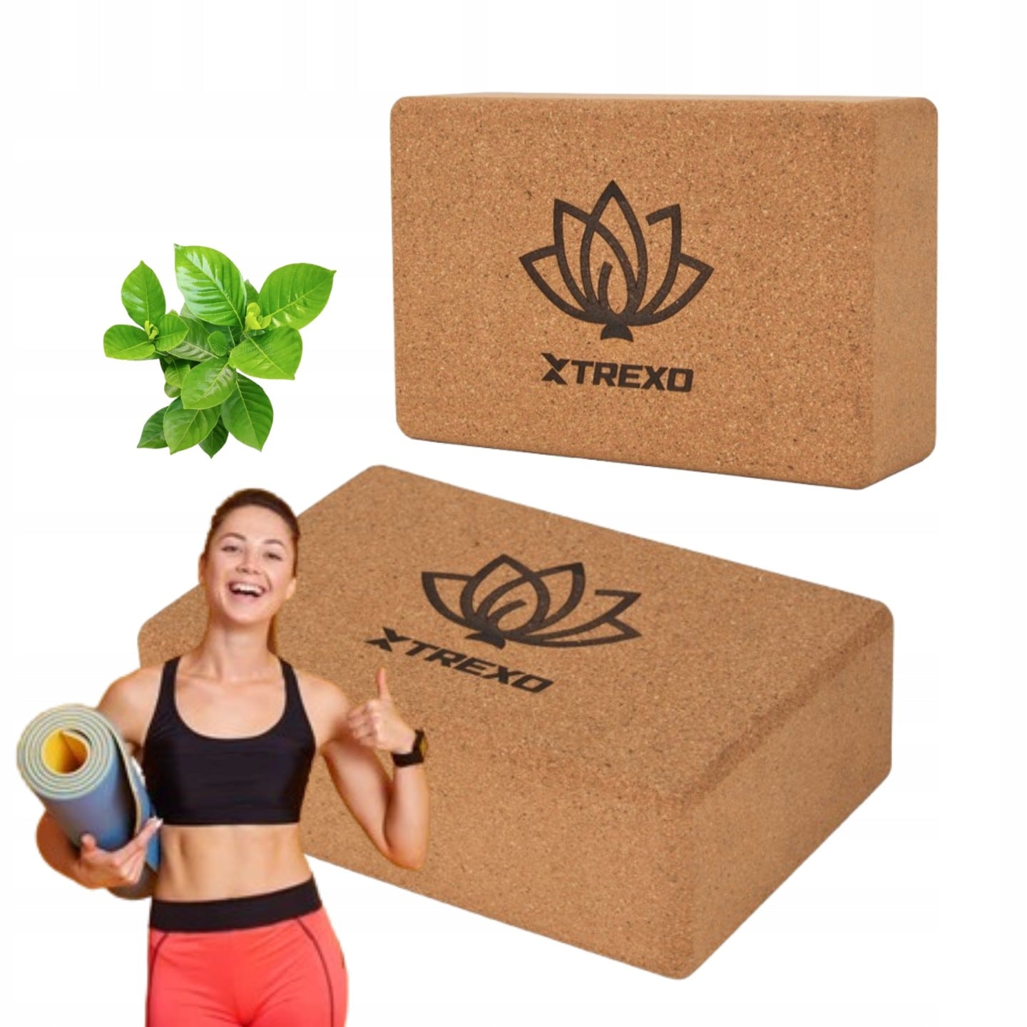 Kostka do jogi korkowa pilates zestaw 2x kostki amortyzujące do fitness