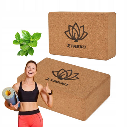 Kostka do jogi korkowa pilates zestaw 2x kostki amortyzujące do fitness
