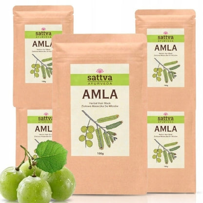 Maseczka ziołowa do włosów ajurwedyjska amla Sattva herbal powder 4x100g