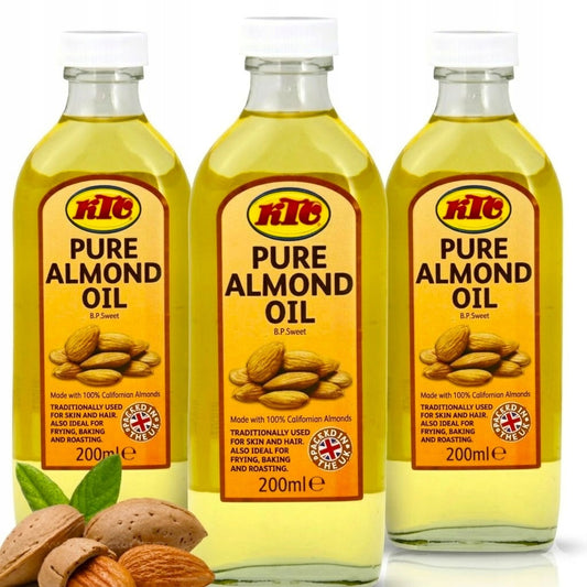 Olej migdałowy naturalny tłoczony na zimno ze słodkich migdałów 3x200 ml KTC