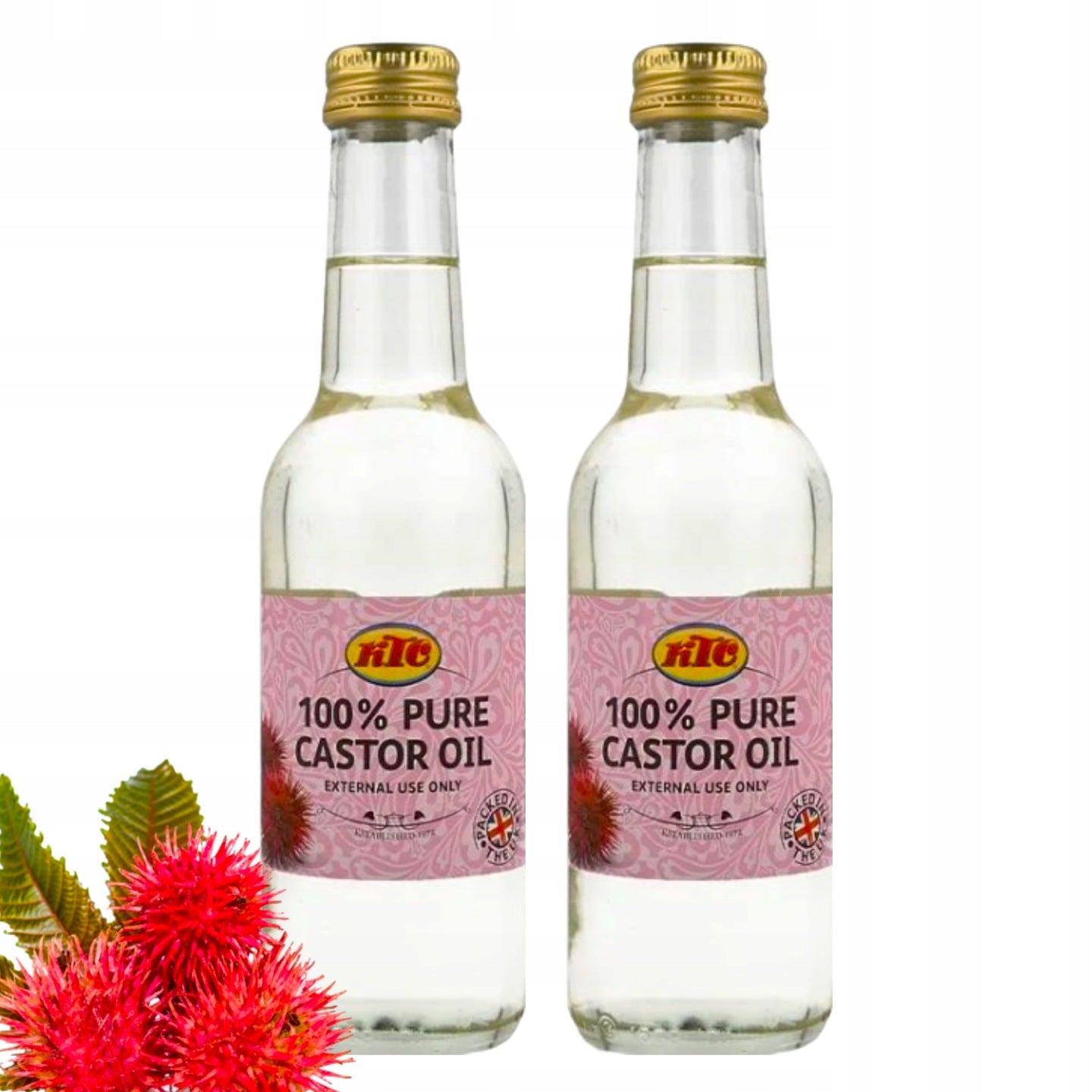 Olej rycynowy na skórę brwi i rzęsy KTC z Indii do pielęgnacji 2x250 ml